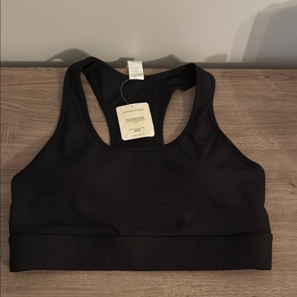 Fabletics Black Racerback Sports Bra Moisture-Wicking Seamless